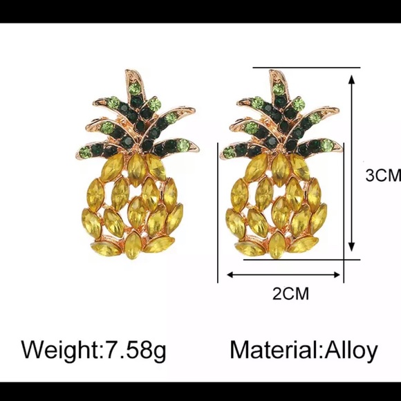 Pineapple Crystal Stud Earrings - Picture 3 of 6